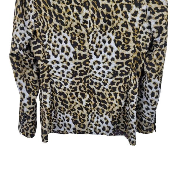 Leopard Print Mens Satin Blazer Jacket L/46 Single-Breasted Party Stage Suit - Picture 12 of 14